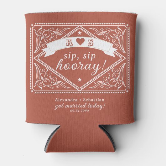 Land Westerne Rustieke Bloemen Terracotta Huwelijk Blikjeskoeler (Voorkant)