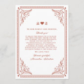 land Westerne rustieke Terracotta bruiloft Menu (Achterkant)