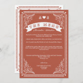 land Westerne rustieke Terracotta bruiloft Menu (Voorkant / Achterkant)