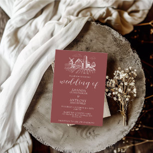 Land Westerne schuur bruiloft uitnodiging