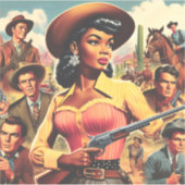  land Westerne vrouw Sticker (Voorkant)