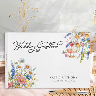 Land Wildbloem Multi-Color Bloemen Bruiloft Gastenboek