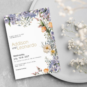 Land wilde bloemen rustieke bruiloft kaart