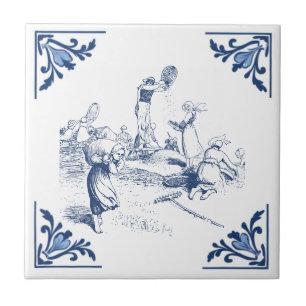 Land Winnowing Tarwe Delfts Blauw Wit Tegeltje