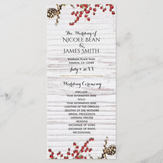 Land Winter Vakantie Berries & Pine Cone Programma (Voorkant)