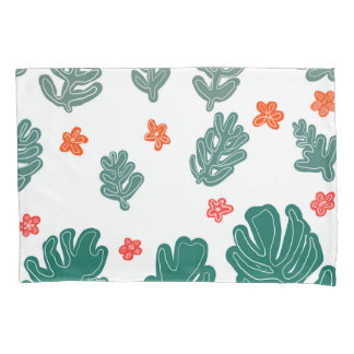 Land & zee: Doodle Patroon Bloemen & planten Kussensloop
