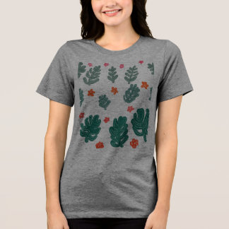 Land & zee: Doodle Patroon Bloemen & planten Tri-Blend Shirt