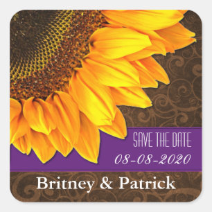 Land Zonnebloem Bewaar de datum Bruiloft Stickers