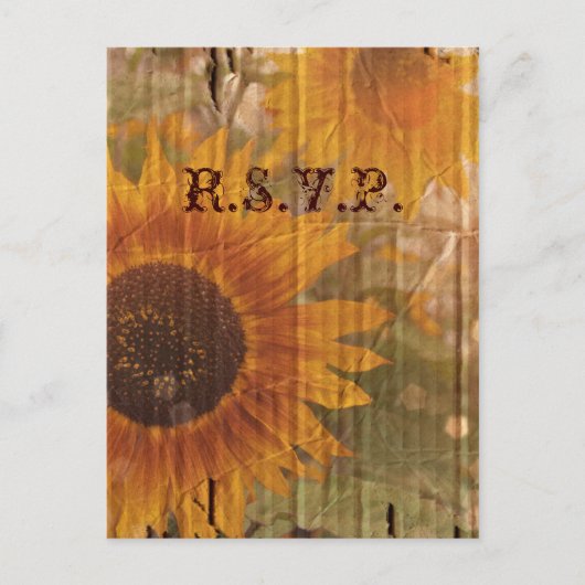  land zonnebloem bruiloft reactie RSVP Uitnodiging Briefkaart (Voorkant)