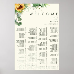 Land Zonnebloem Gele alfabetische zitplaatsen Poster