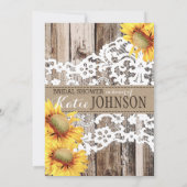 Land Zonnebloem Hout Kant Rustiek Vrijgezellenfees Kaart (Achterkant)