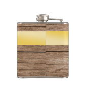 Land Zonnebloem  Hout Monogram Heupfles (Achterkant)