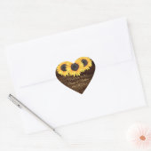 Land Zonnebloem op Hout Bruiloft Hart Sticker (Envelop)