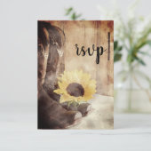 Land Zonnebloem Westerne bruiloft Waterverf RSVP (Staand voorkant)