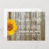 Land Zonnebloem Wijn en Barn Wood Bespaar de datum Aankondigingskaart (Voorkant / Achterkant)