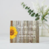 Land Zonnebloem Wijn en Barn Wood Bespaar de datum Aankondigingskaart (Staand voorkant)
