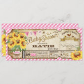 Land Zonnebloemen en Gingham Check Baby shower Kaart (Voorkant / Achterkant)