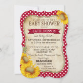 Land Zonnebloemen en Gingham Check Baby shower Kaart (Voorkant)