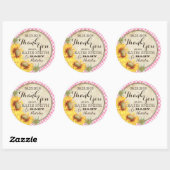 Land Zonnebloemen en Gingham Check Bedankt Ronde Sticker (Vel)