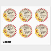Land Zonnebloemen en Gingham Check Bedankt Ronde Sticker (Vel)
