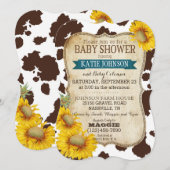 Land Zonnebloemen en Koe Print Baby shower Kaart (Voorkant / Achterkant)