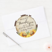 Land Zonnebloemen en Koe Print Dank u Ronde Sticker (Envelop)