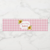 Land Zonnebloemen Roze Gingham Check Baby Q BBQ Waterfles Etiket (Enkel label)