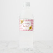 Land Zonnebloemen Roze Gingham Check Baby Q BBQ Waterfles Etiket (Voorkant)