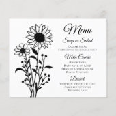 Land Zonnebloemen Zwart Wit Bloemen Trouwmenu (Voorkant)