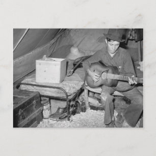 Landarbeider die gitaar speelt, 1939 briefkaart