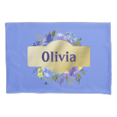 Landbloemen Blauwe Paarse Floral & Goud Kussensloop (Voorkant-Links)