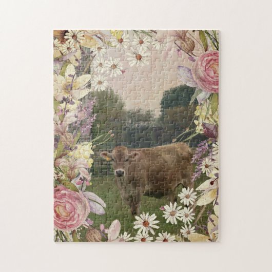 Landbloemen Jersey Koe Legpuzzel (Verticaal)