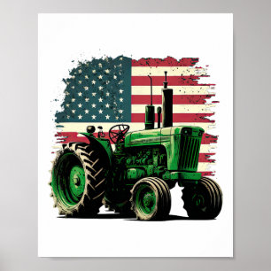 Landbouw Boerderij Tractor Usa Vlag Tractor Amerik Poster