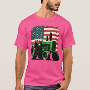 Landbouw Boerderij Tractor Usa Vlag Tractor Amerik T-shirt