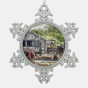 LANDBOUW TIN SNEEUWVLOK ORNAMENT