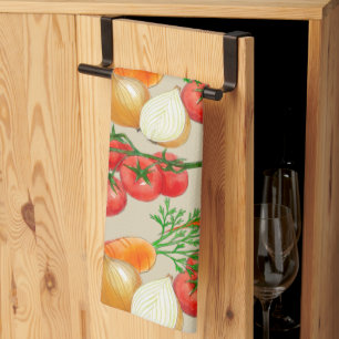  landbouwbedrijf Rustic Taupe Waterverf Veggies Theedoek