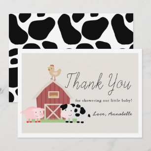 Landbouwdieren Barnyard Beige Baby shower Kaart