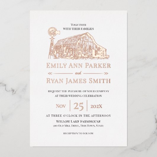 Landbouwerij Barn Folie Uitnodiging (Voorkant)