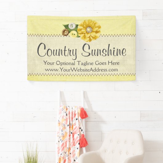 Landbouwerij Gele Buttonnen en Bloem Spandoek (Insitu)