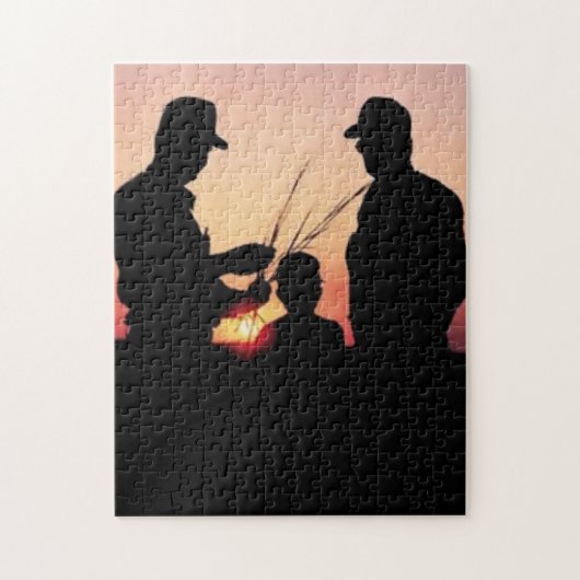 Landbouwers en zonnebanken legpuzzel (Verticaal)