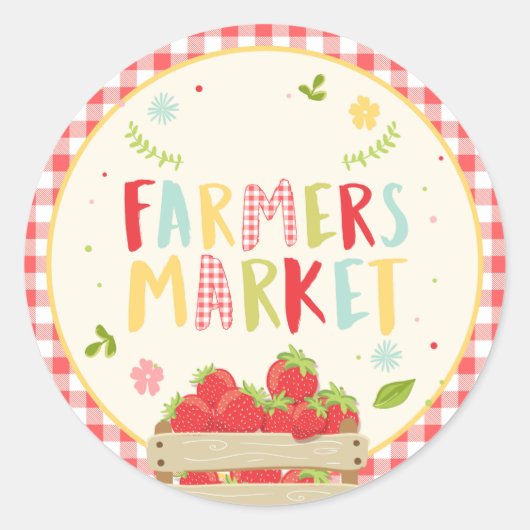 Landbouwers markeringsverjaardag Aardbeien Favor T Ronde Sticker (Voorkant)