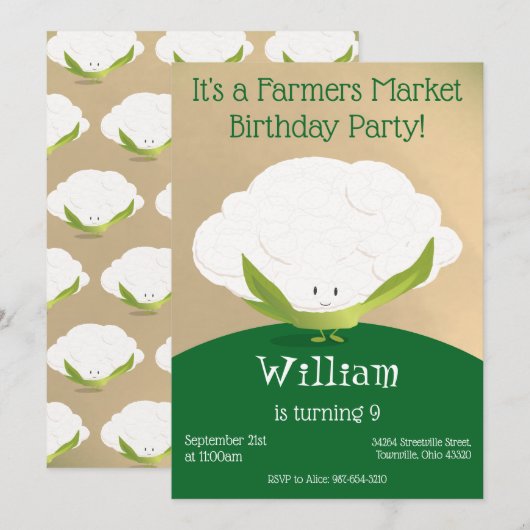 Landbouwers Market Birthday Invitation Kaart (Voorkant / Achterkant)