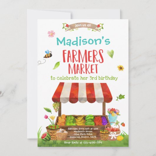 Landbouwers Market Birthday Local Grown Girl Boerd Kaart (Voorkant)