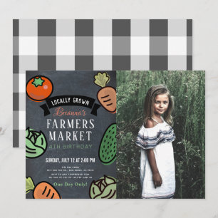 Landbouwers Market Chalkboard Kinder Foto Birthday Kaart