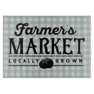 Landbouwers Market Gray Gingham Snijplank