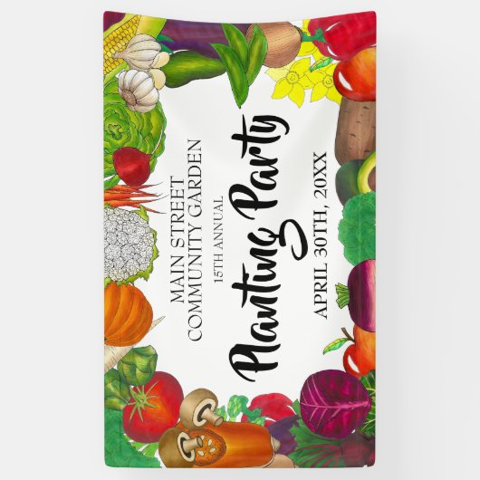 Landbouwers Markt Veggie Garden Spring Planparty Spandoek (Verticaal)