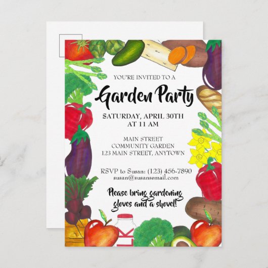 Landbouwers Markt Veggie Garden Spring Planparty Uitnodiging Briefkaart (Voorkant / Achterkant)