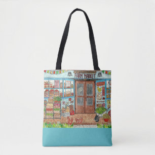 Landbouwers Marktland Waterverf Canvas tas
