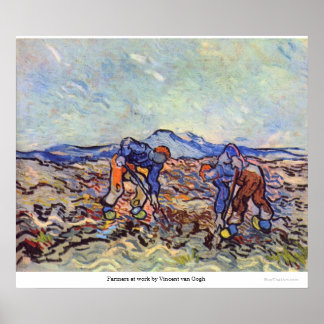 Landbouwers op het werk van Vincent van Gogh Poster