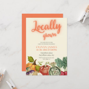 Landbouwers verhandelen lokaal geteeld baby shower kaart